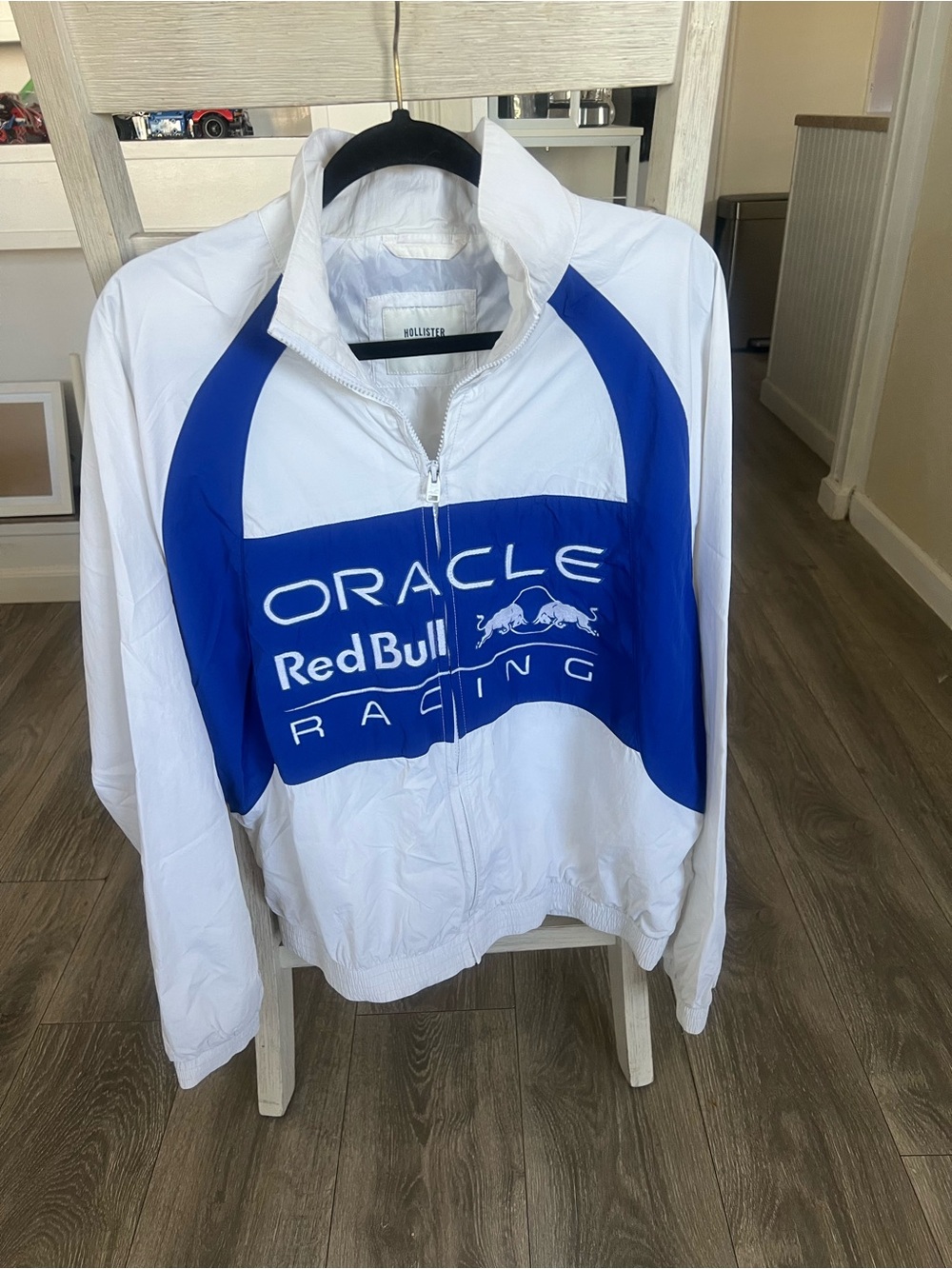 Hollister White and Blue Oracle Red Bull Racing Zip Jacket